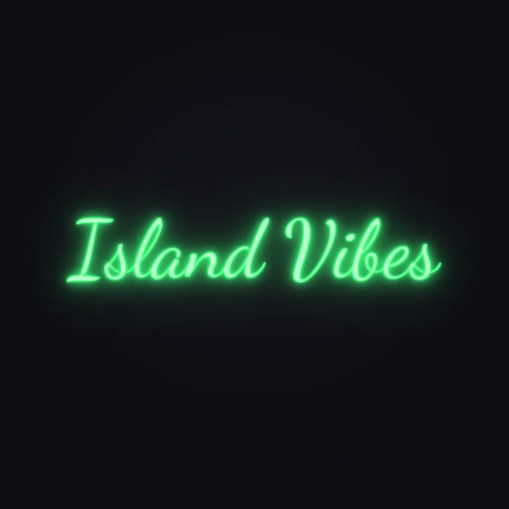 Island Vibes Neon Sign — Green LED neon (design render)