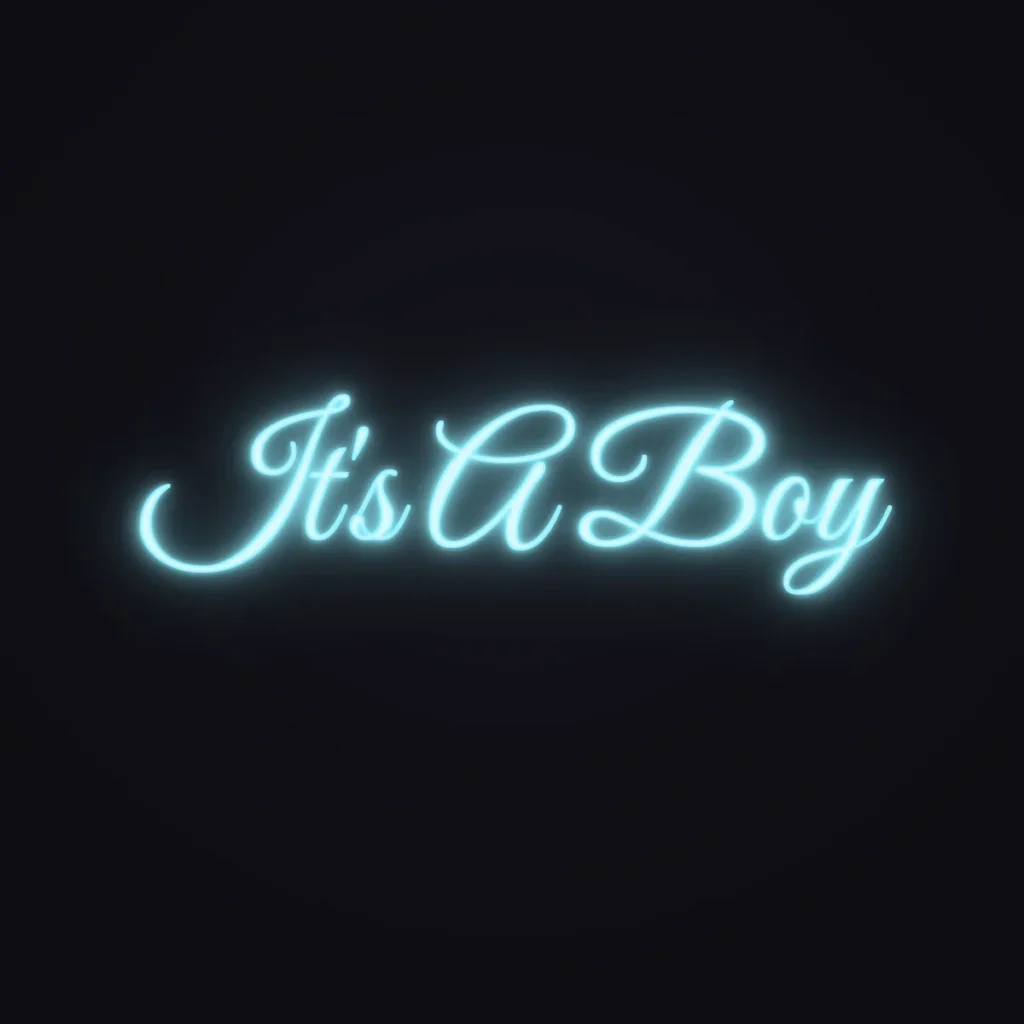 It's A Boy Neon Sign — Ice Blue LED neon (design render)