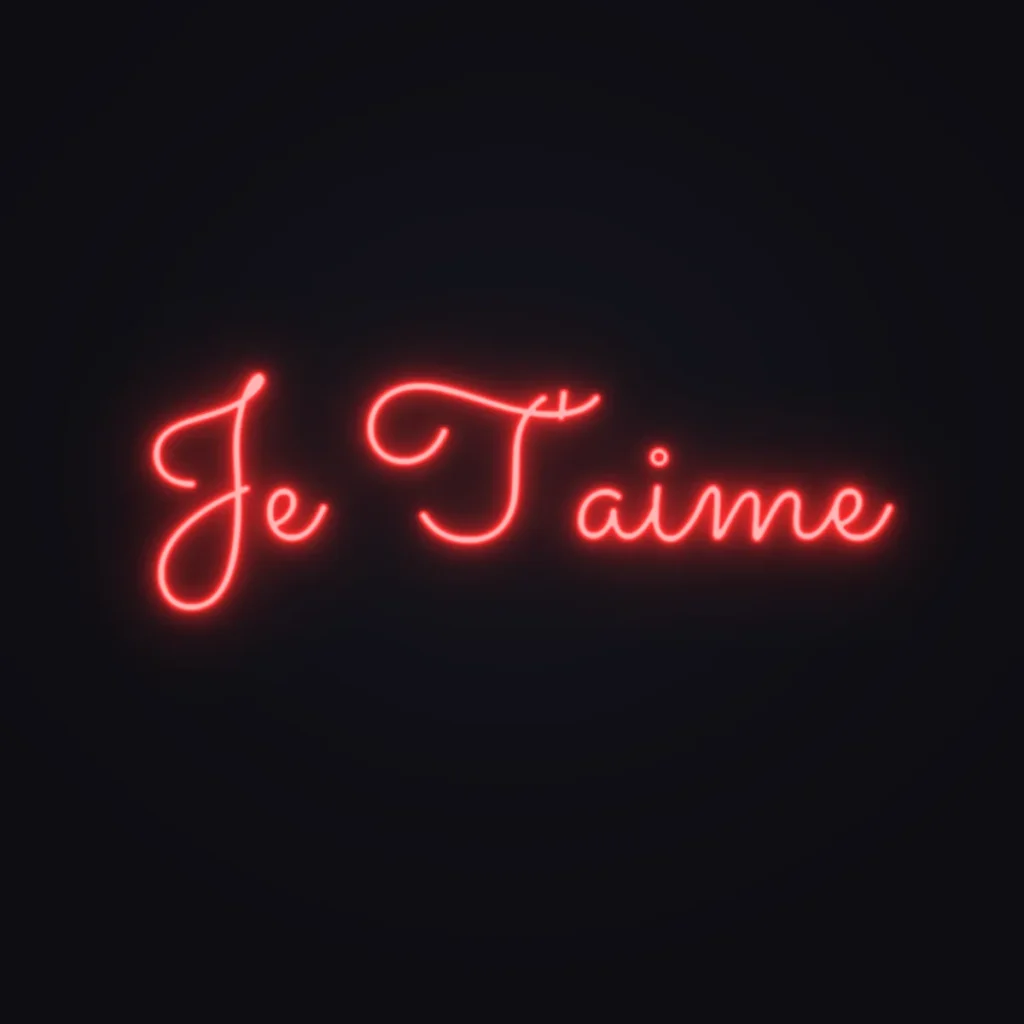 Je T'aime Neon Sign — Red LED neon (design render)
