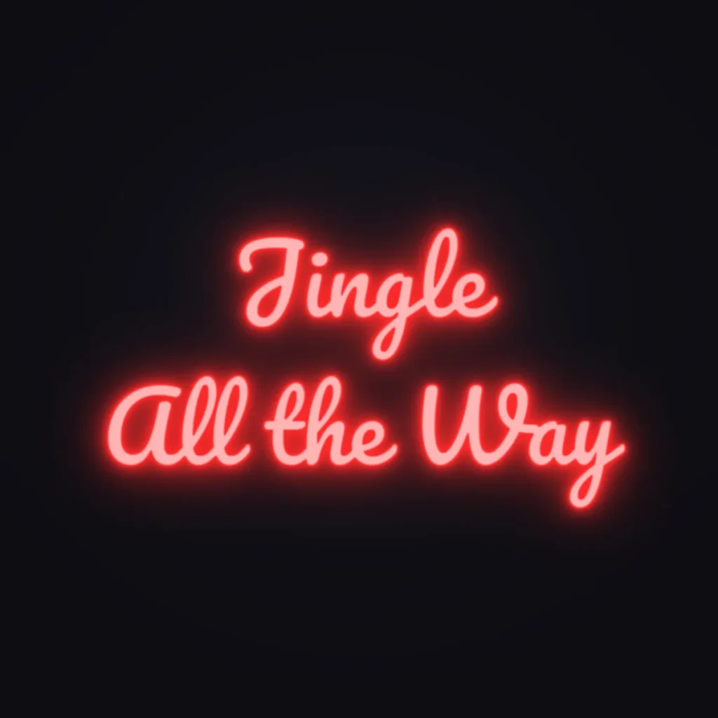 Jingle All the Way Neon Sign — Red LED neon (design render)