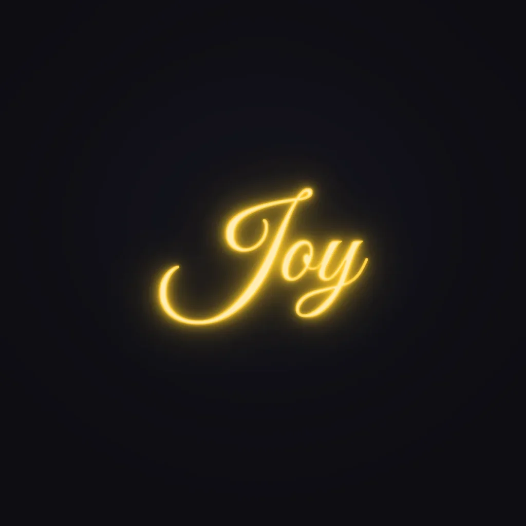 Joy Neon Sign — Golden Yellow LED neon (design render)