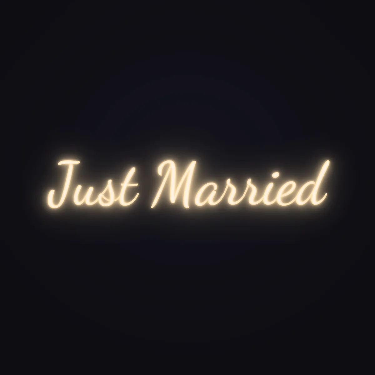 Just Married Neon Sign — Warm White LED neon (design render)