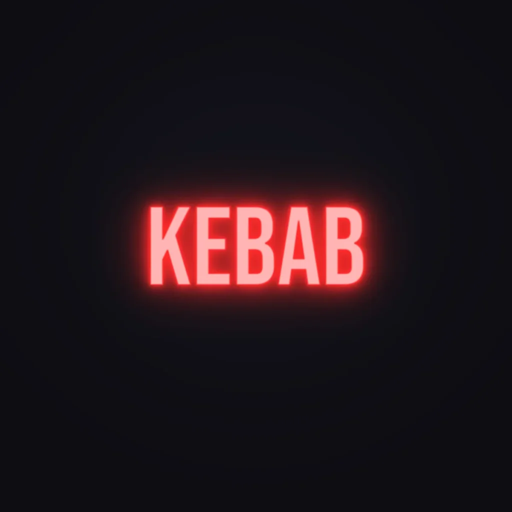 Kebab Neon Sign — Red LED neon (design render)