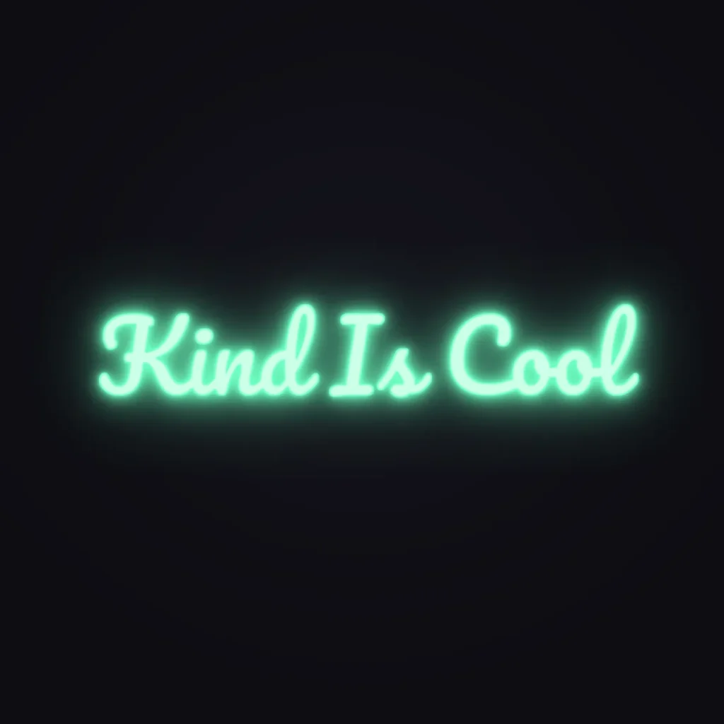 Kind Is Cool Neon Sign — Mint LED neon (design render)