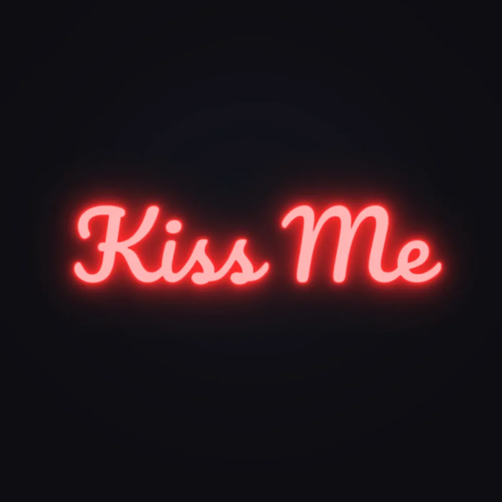 Kiss Me Neon Sign — Red LED neon (design render)