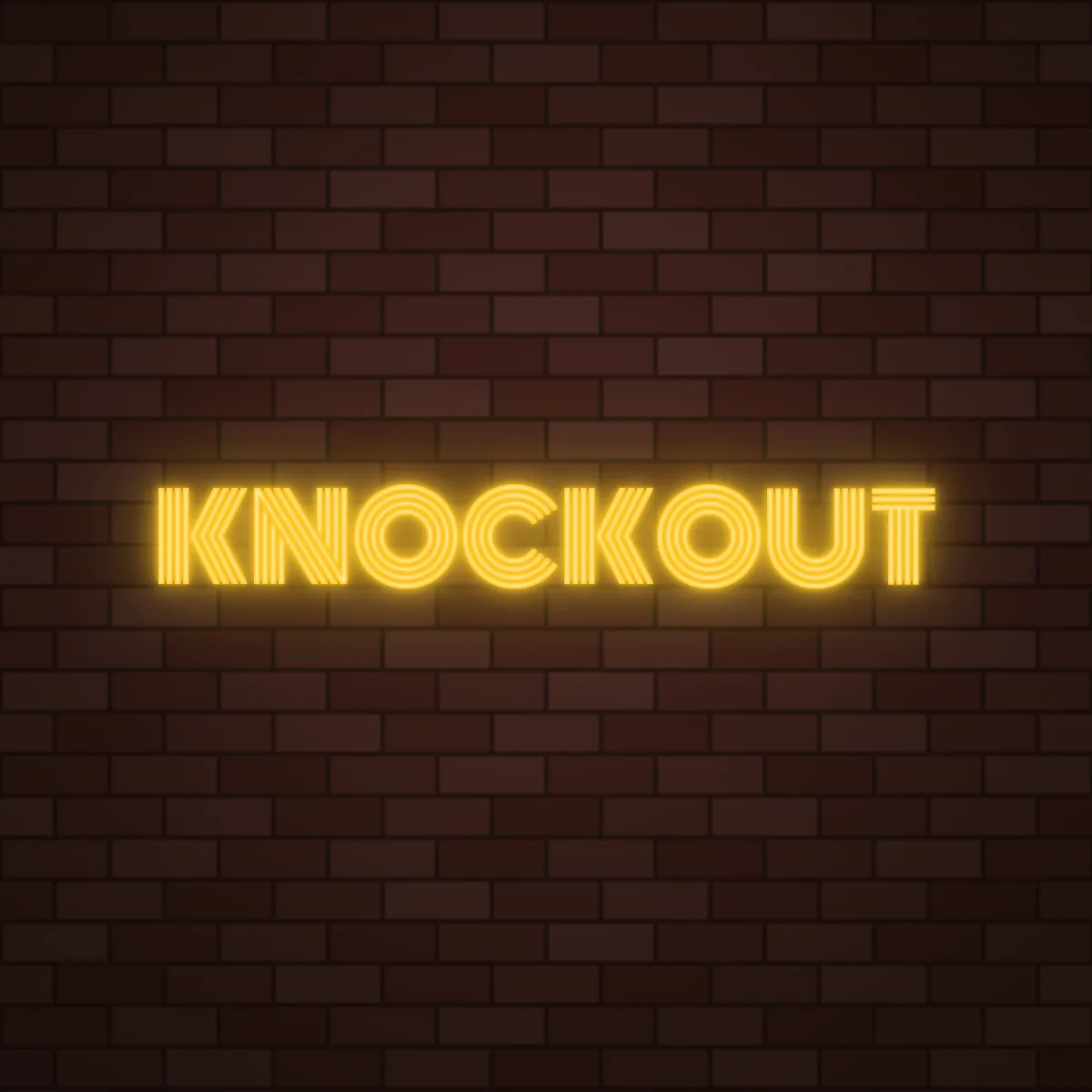 KNOCKOUT Neon Sign on a brick wall (design render)