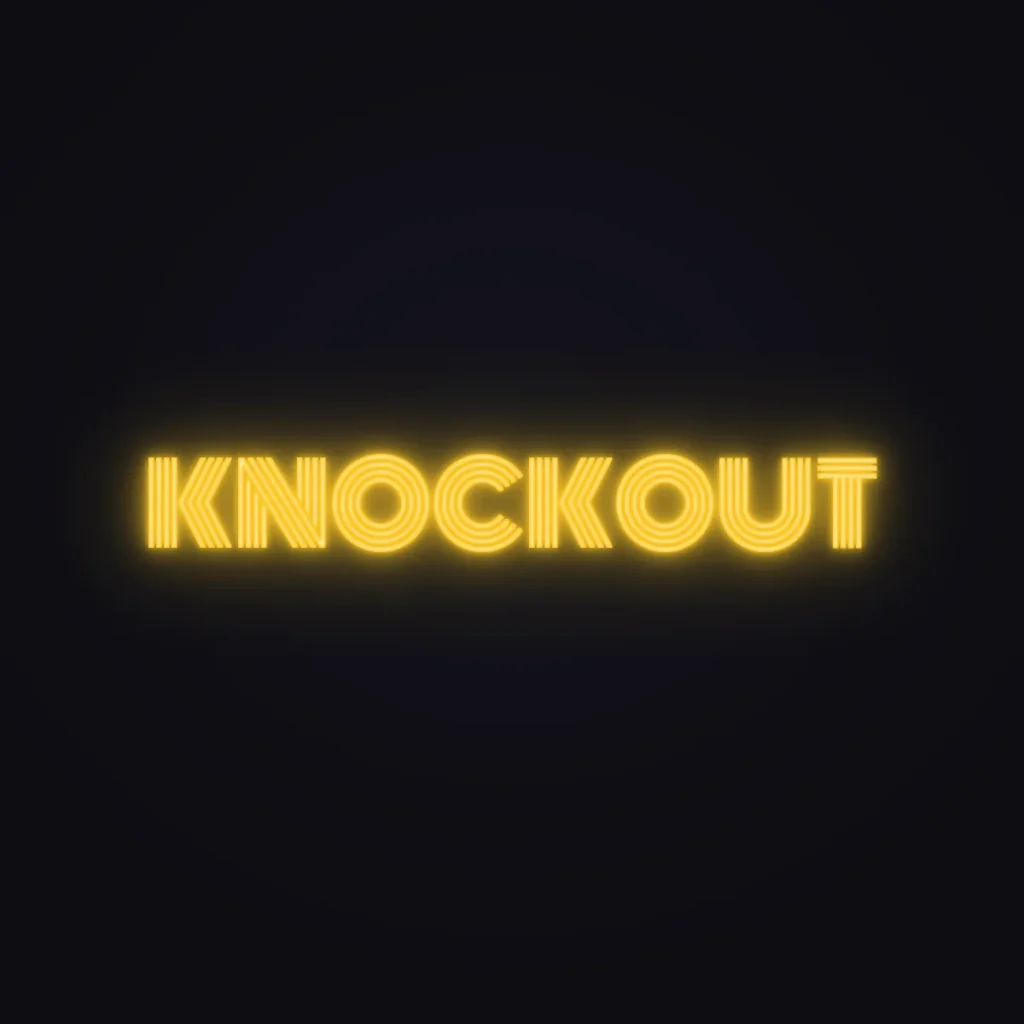 KNOCKOUT Neon Sign — Golden Yellow LED neon (design render)