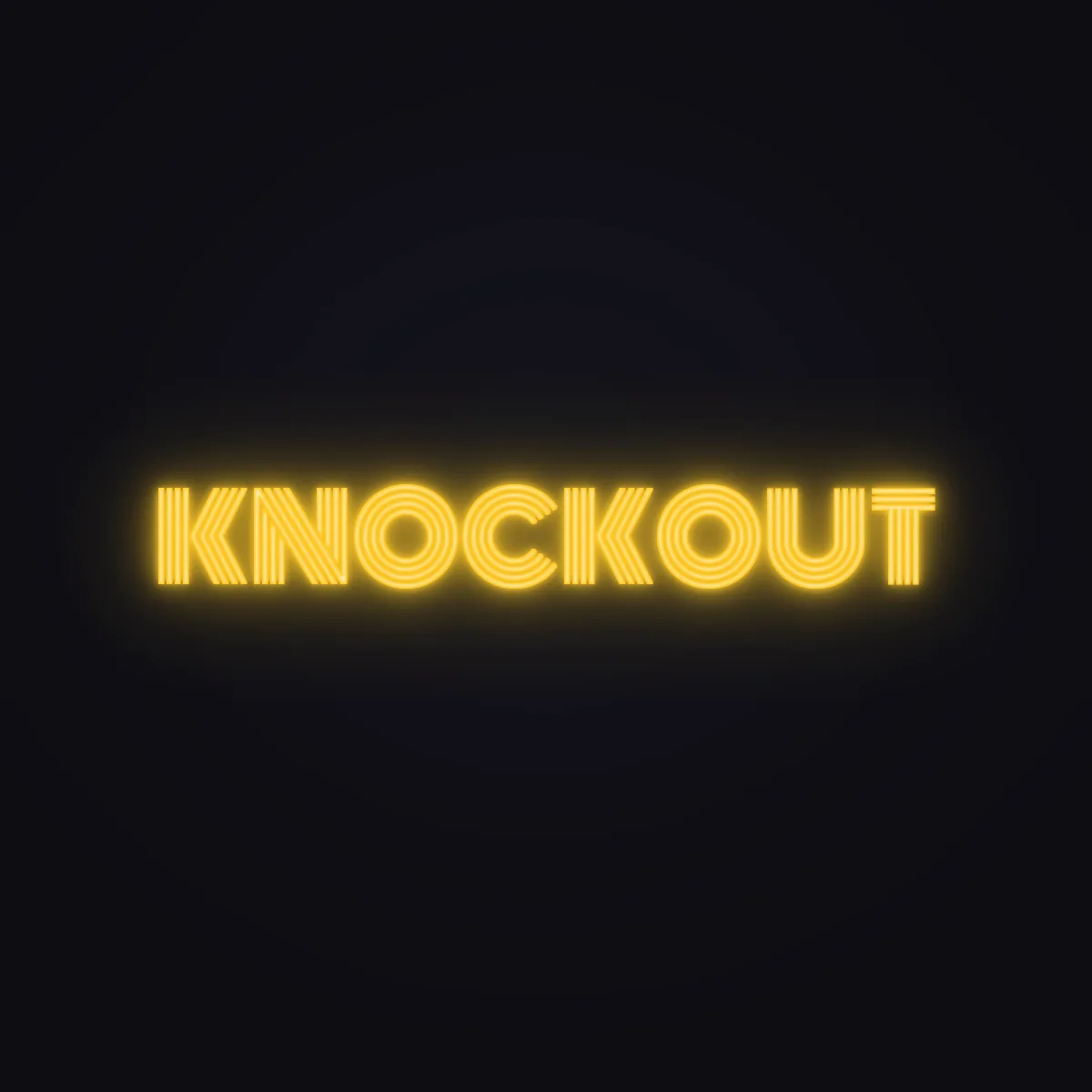 KNOCKOUT Neon Sign — Golden Yellow LED neon (design render)