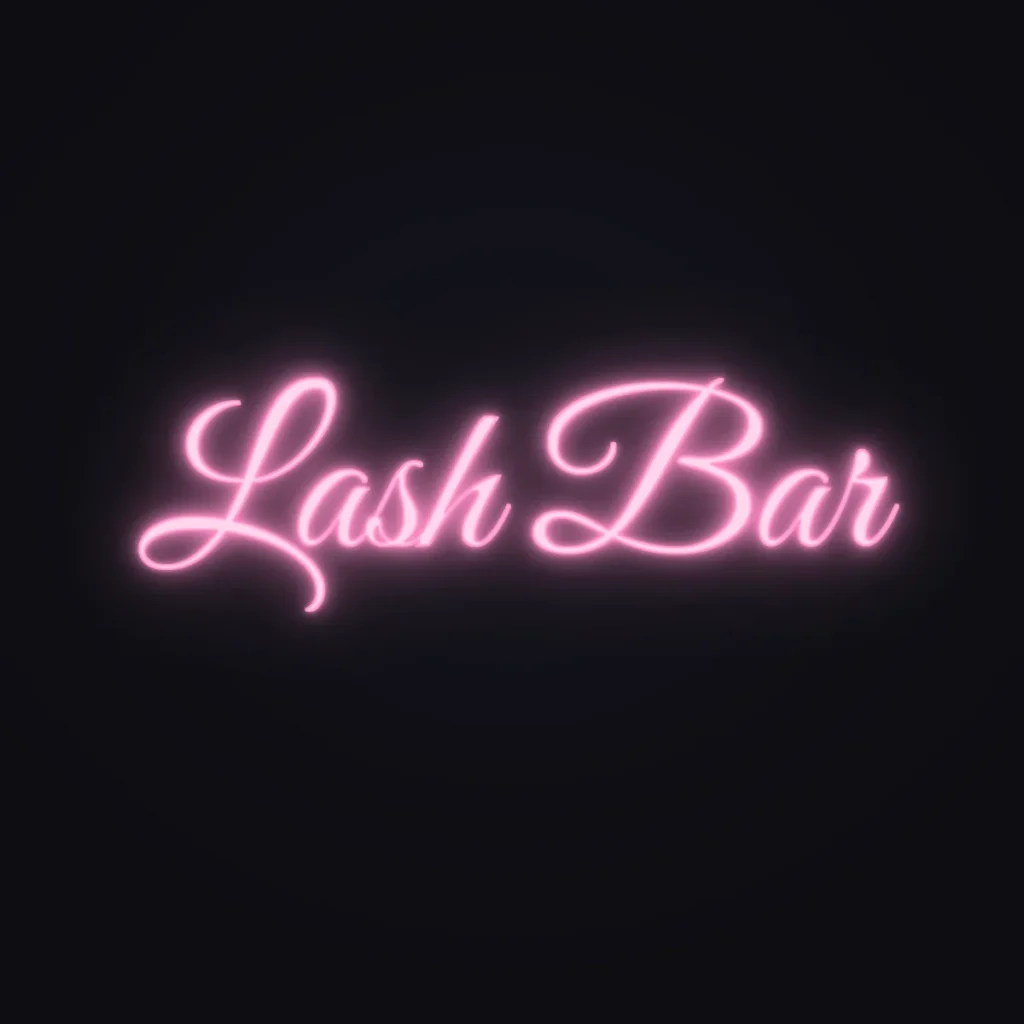 Lash Bar Neon Sign — Candy Pink LED neon (design render)