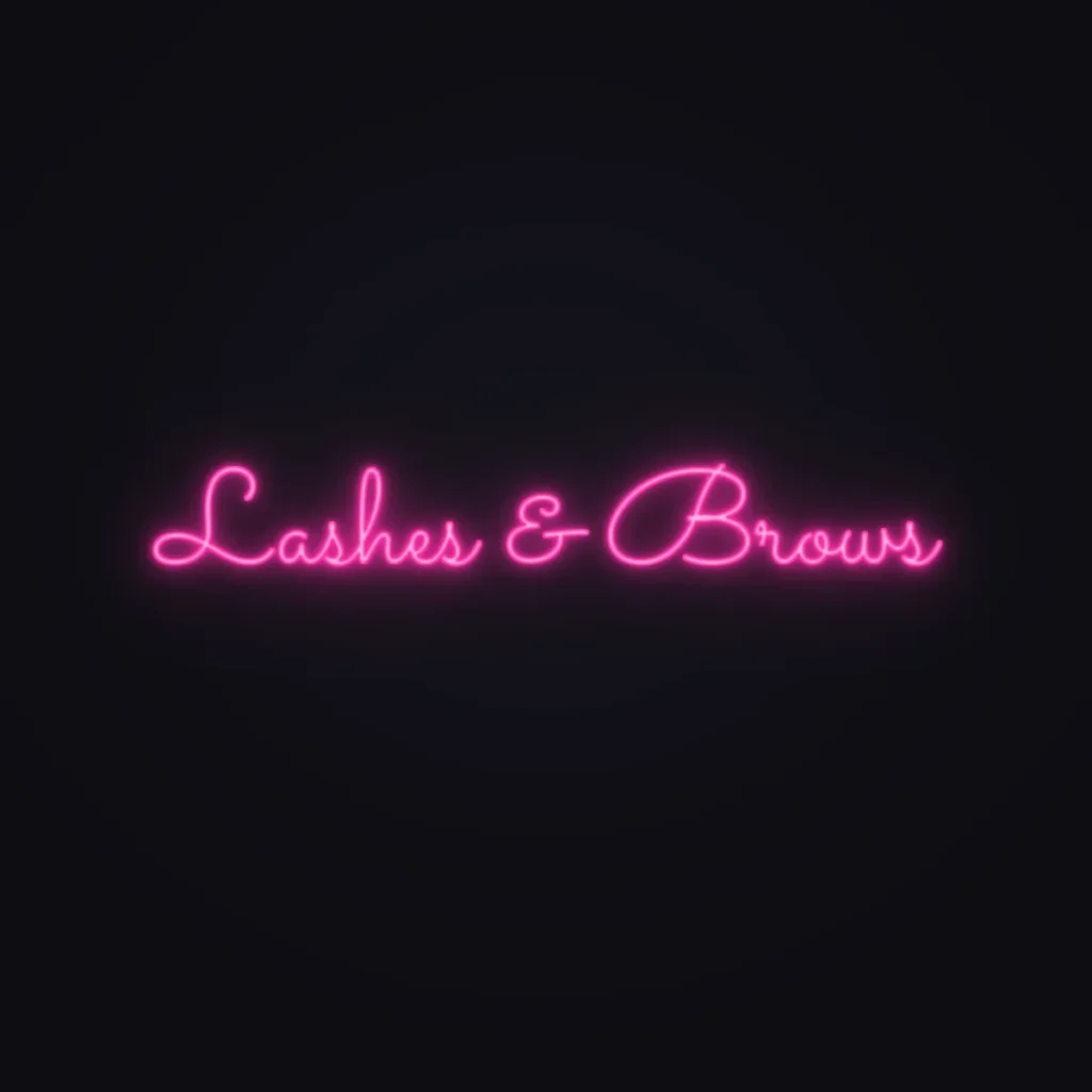 Lashes & Brows Neon Sign — Hot Pink LED neon (design render)