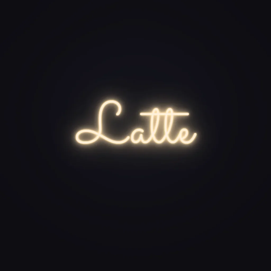 Latte Neon Sign — Warm White LED neon (design render)