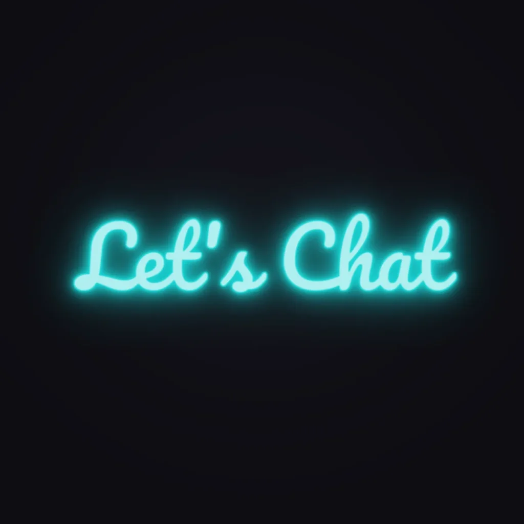 Let's Chat Neon Sign — Turquoise LED neon (design render)