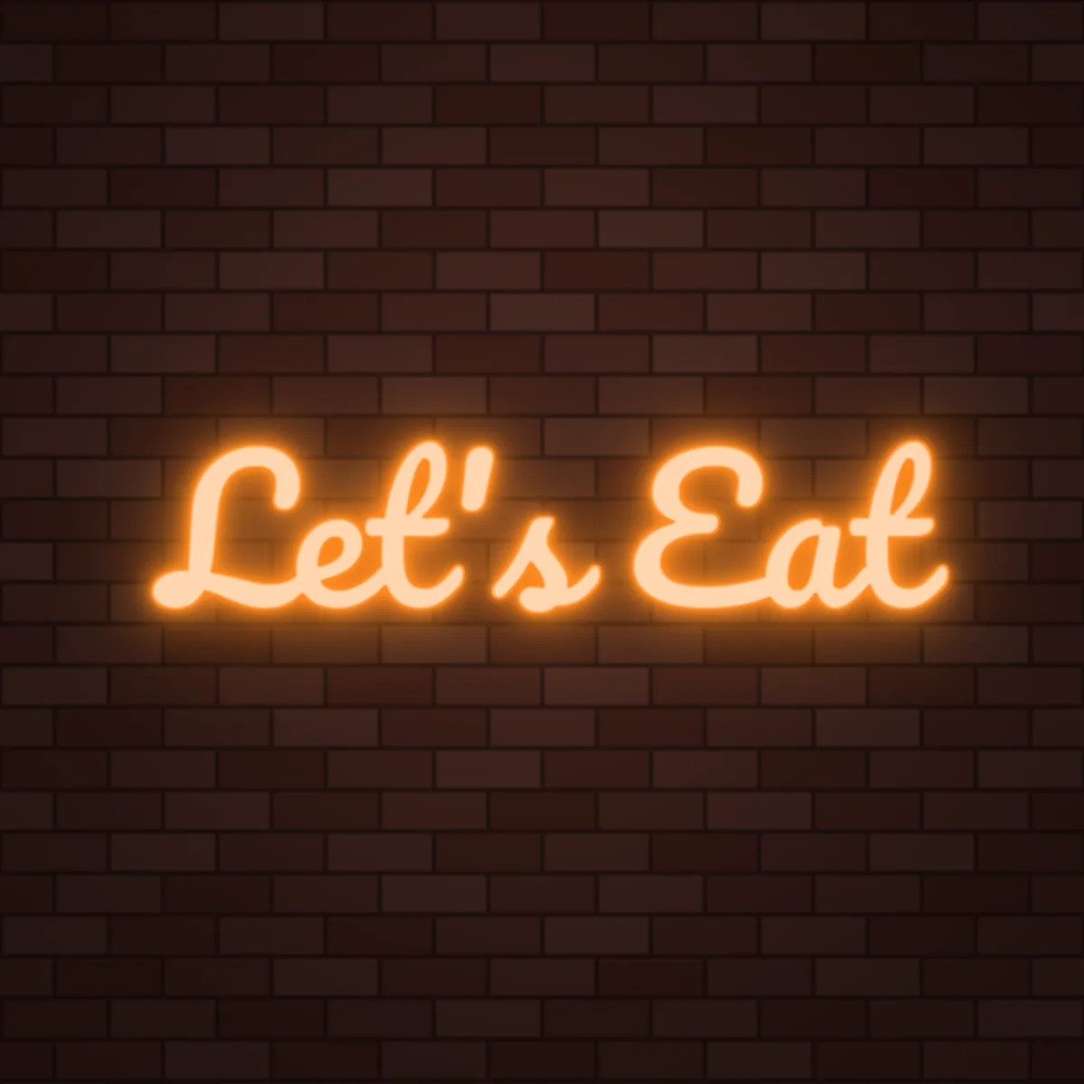 Let's Eat Neon Sign on a brick wall (design render)