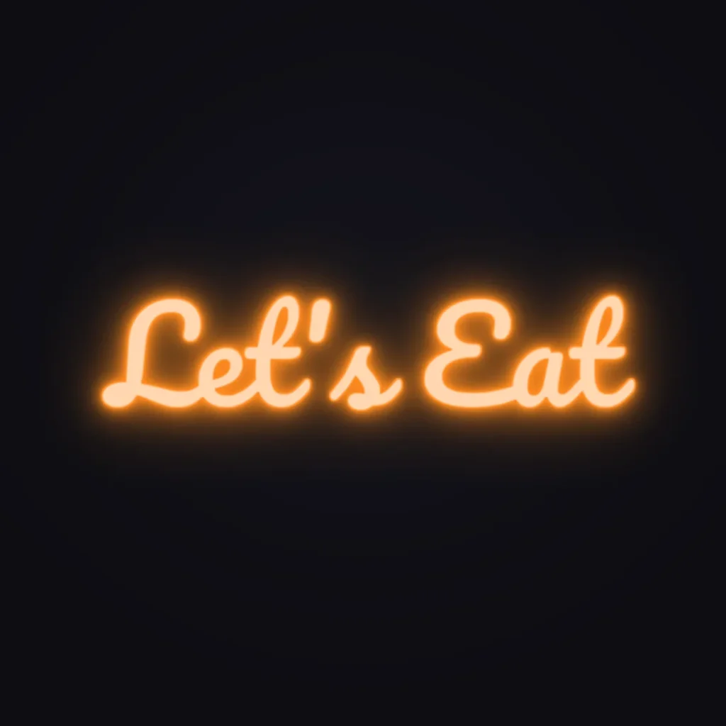 Let's Eat Neon Sign — Orange LED neon (design render)