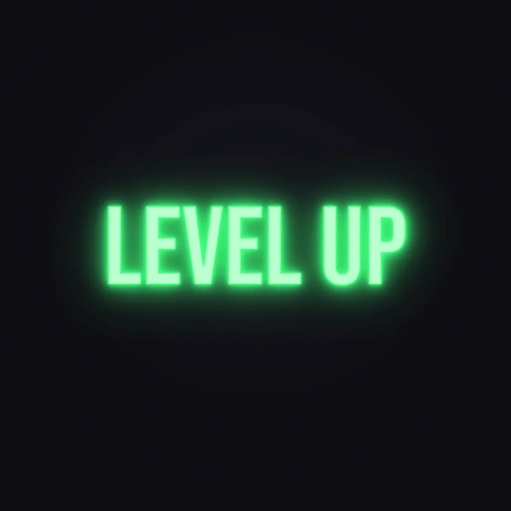 LEVEL UP Neon Sign — Green LED neon (design render)