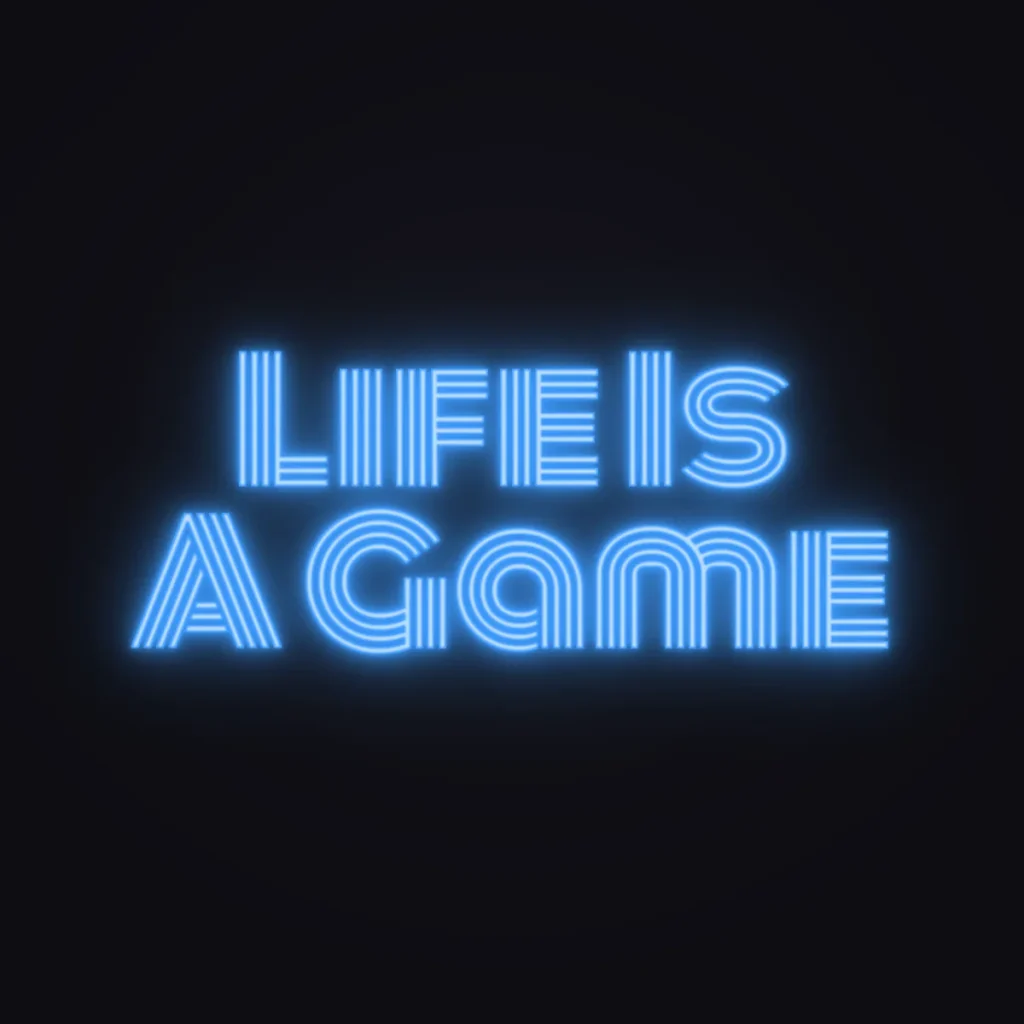 Life Is A Game Neon Sign — Electric Blue LED neon (design render)