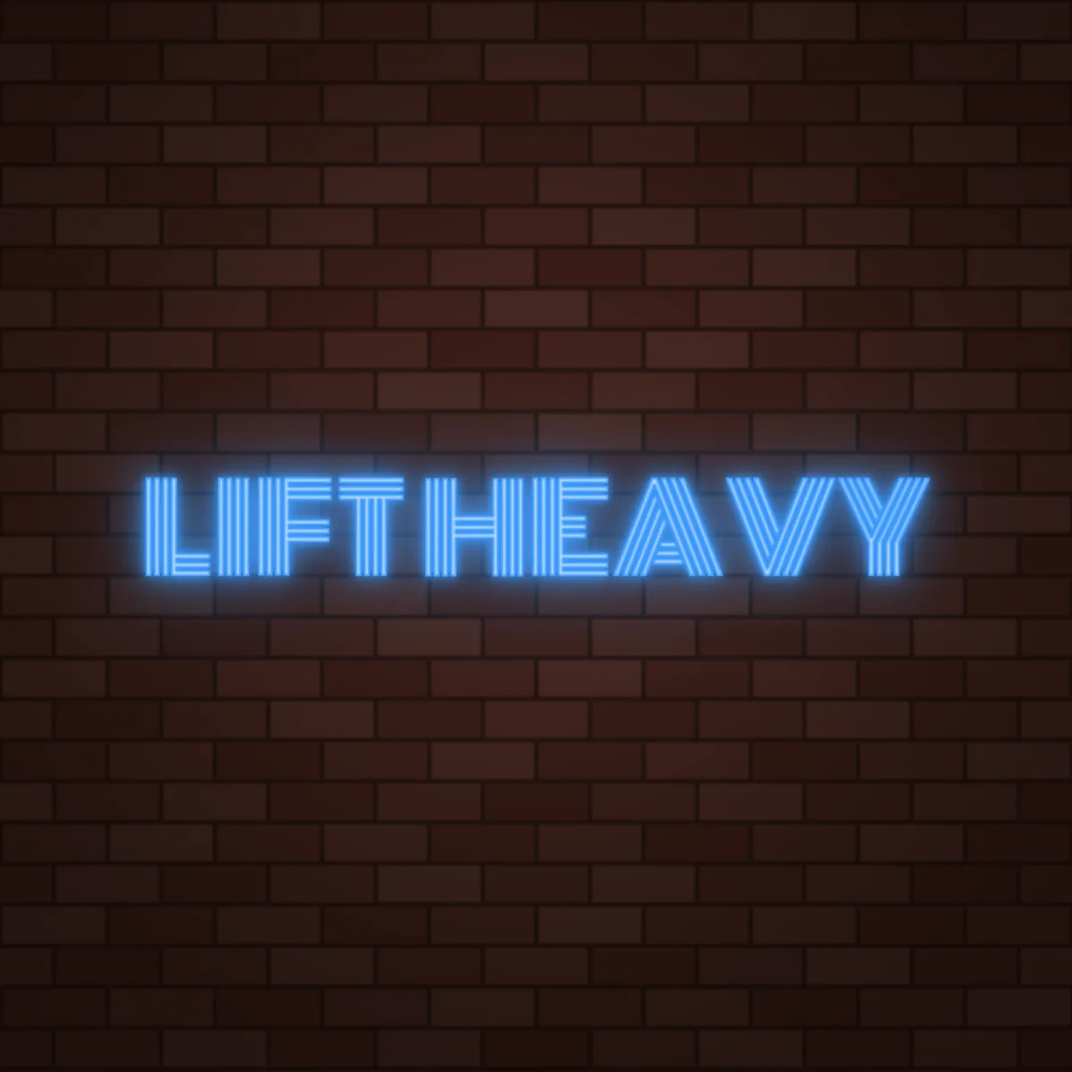 LIFT HEAVY Neon Sign on a brick wall (design render)