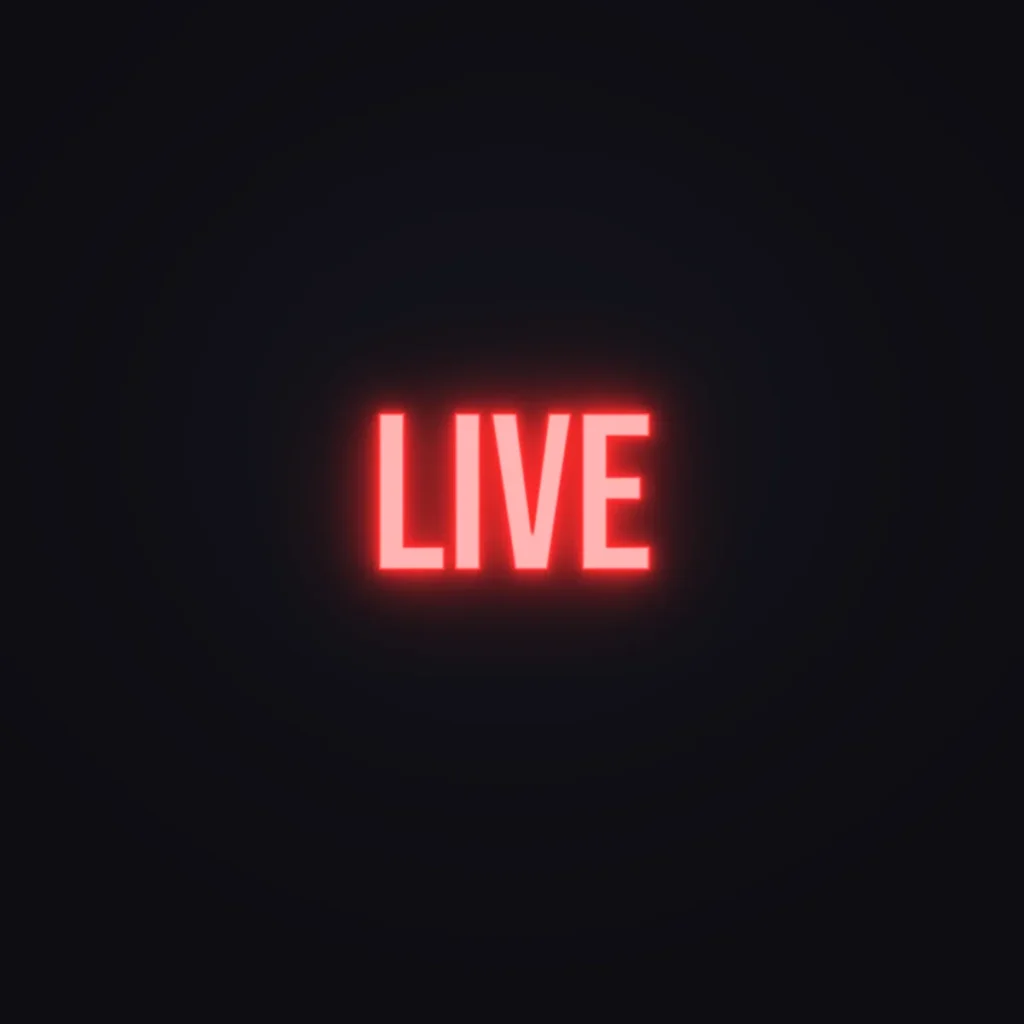 LIVE Neon Sign — Red LED neon (design render)