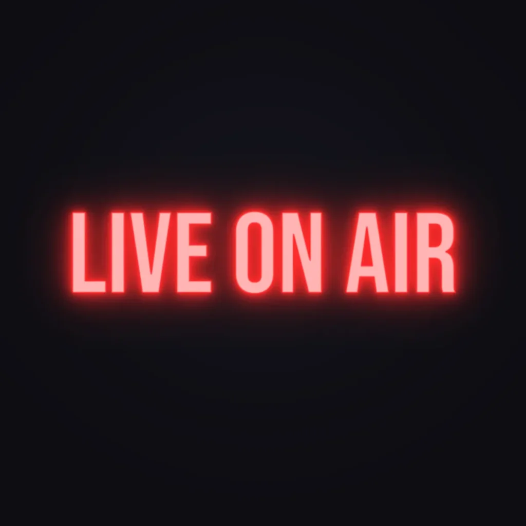 Live On Air Neon Sign — Red LED neon (design render)