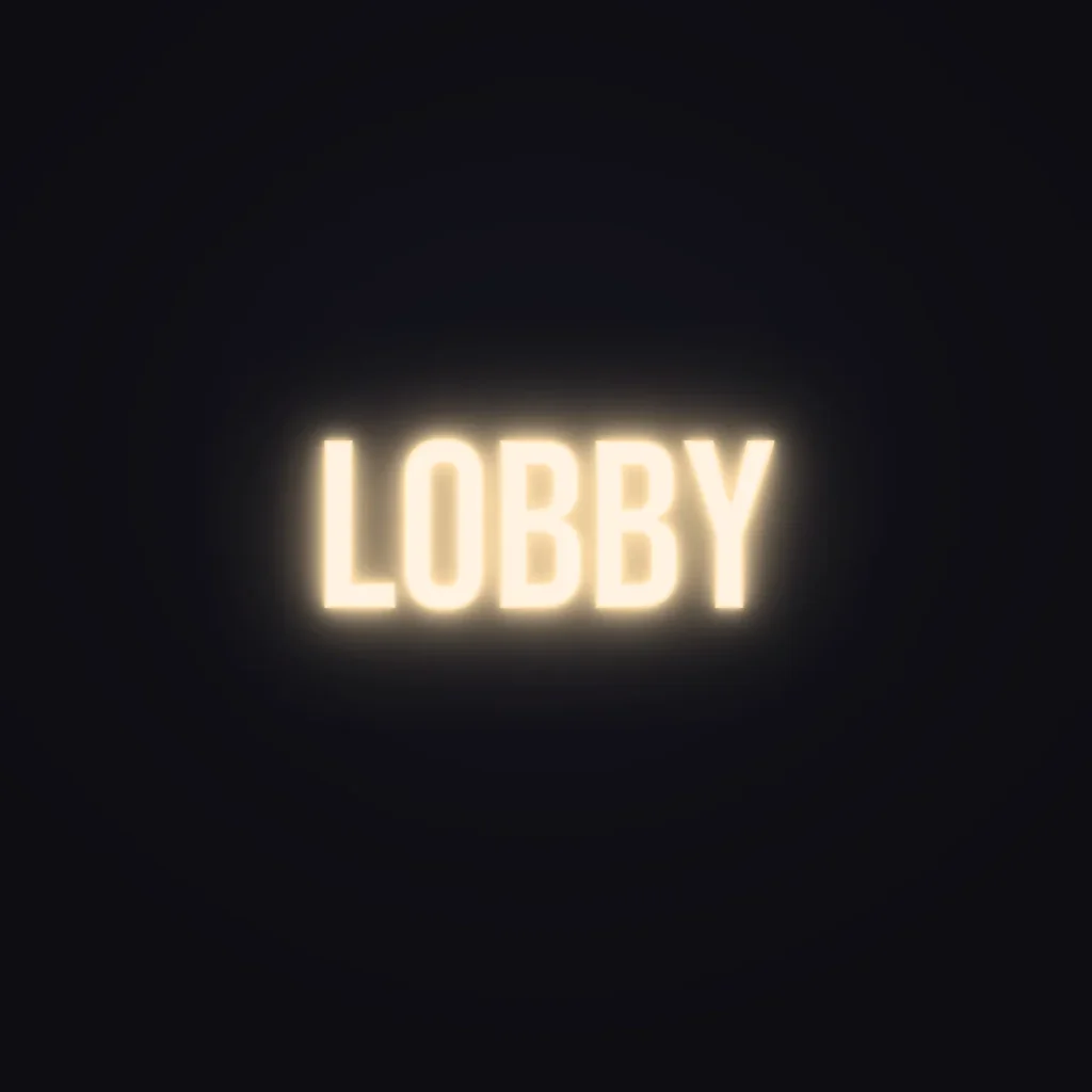 LOBBY Neon Sign — Warm White LED neon (design render)