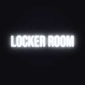 Locker Room Neon Sign — White LED neon (design render)
