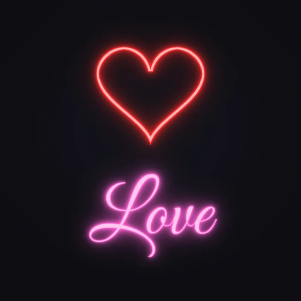 Love Heart Neon Sign — Pink LED neon (design render)
