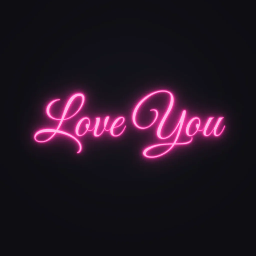 Love You Neon Sign — Hot Pink LED neon (design render)