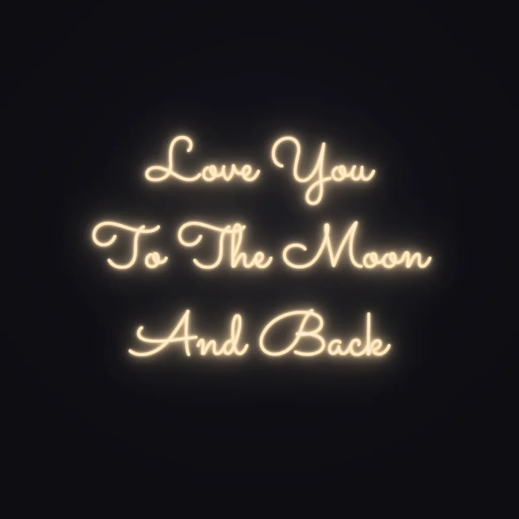 Love You To The Moon And Back Neon Sign — Warm White LED neon (design render)