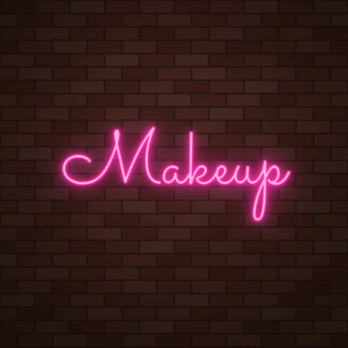 Makeup Neon Sign on a brick wall (design render)
