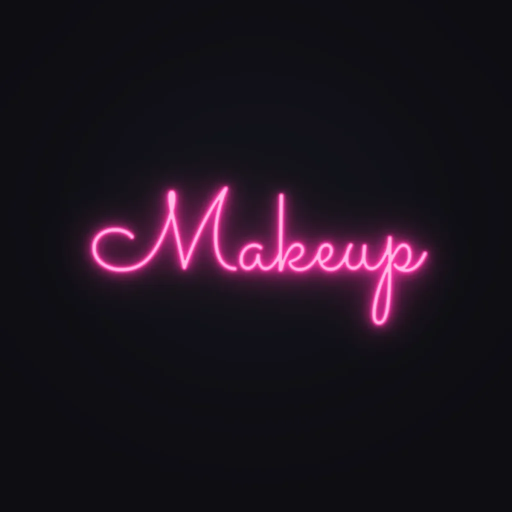 Makeup Neon Sign — Hot Pink LED neon (design render)