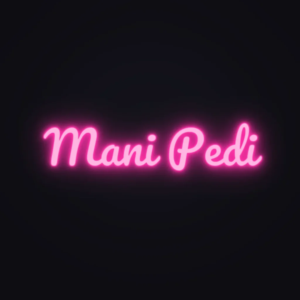 Mani Pedi Neon Sign — Hot Pink LED neon (design render)