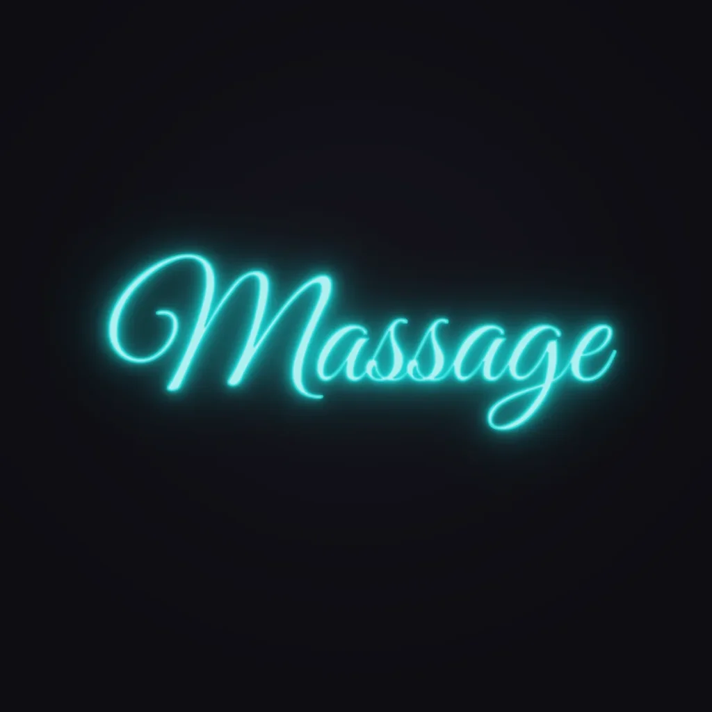 Massage Neon Sign — Turquoise LED neon (design render)