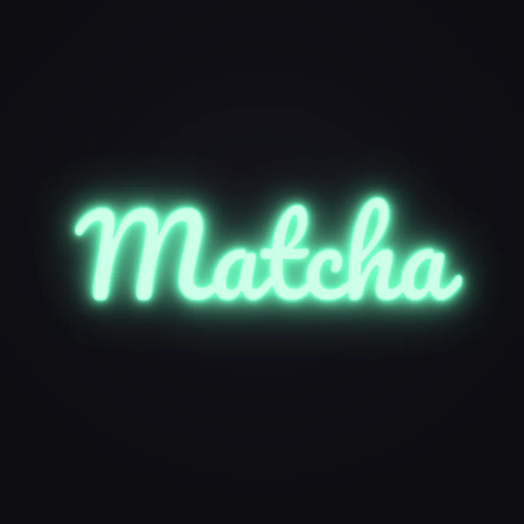 Matcha Neon Sign — Mint LED neon (design render)