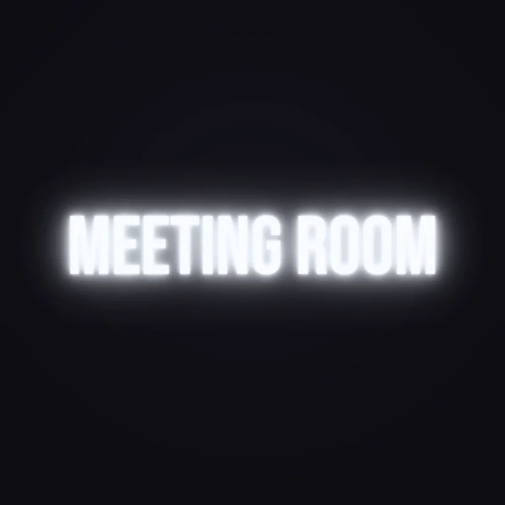 Meeting Room Neon Sign — White LED neon (design render)