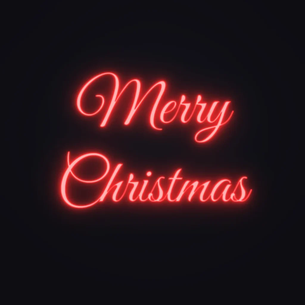 Merry Christmas Neon Sign — Red LED neon (design render)