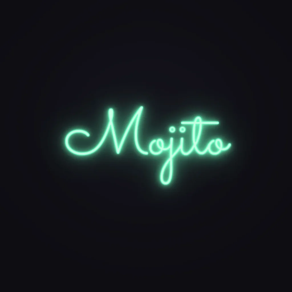 Mojito Neon Sign — Mint LED neon (design render)