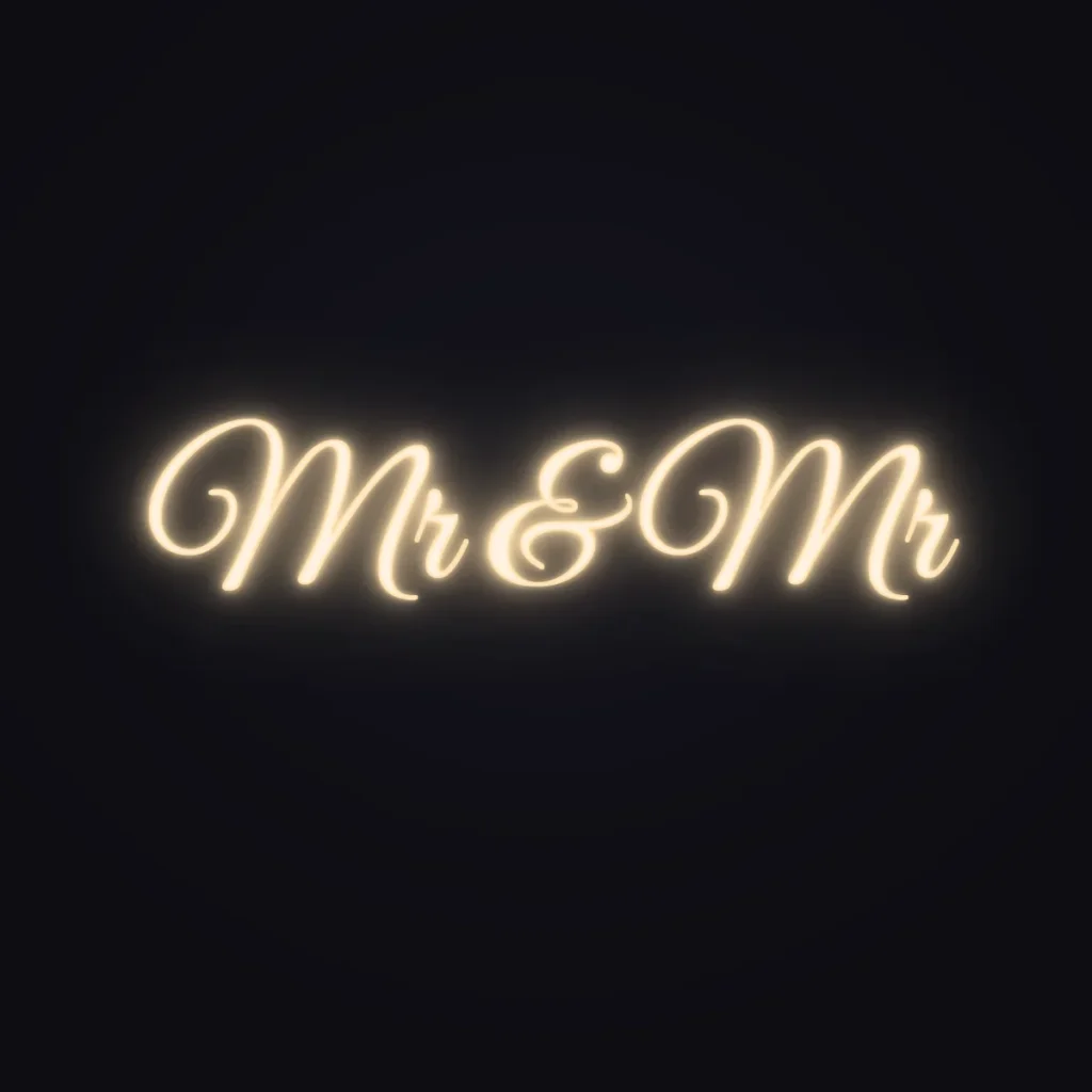Mr & Mr Neon Sign — Warm White LED neon (design render)