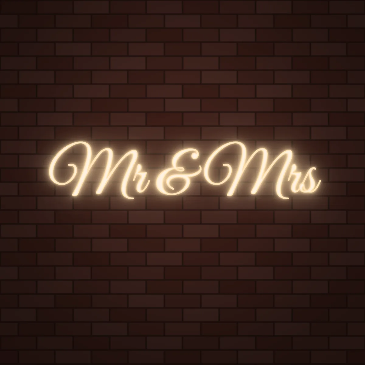 Mr & Mrs Neon Sign on a brick wall (design render)