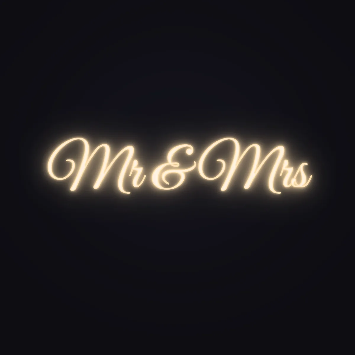 Mr & Mrs Neon Sign — Warm White LED neon (design render)