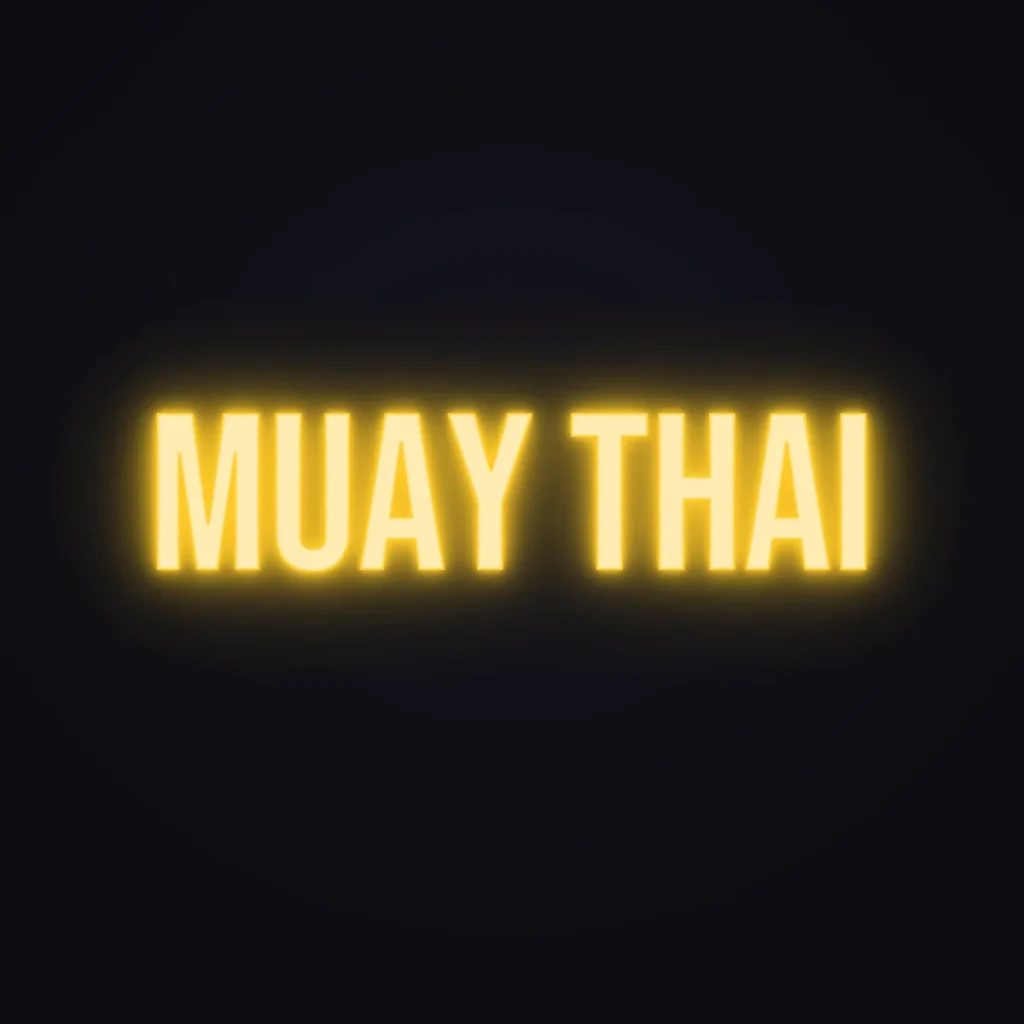 MUAY THAI Neon Sign — Golden Yellow LED neon (design render)