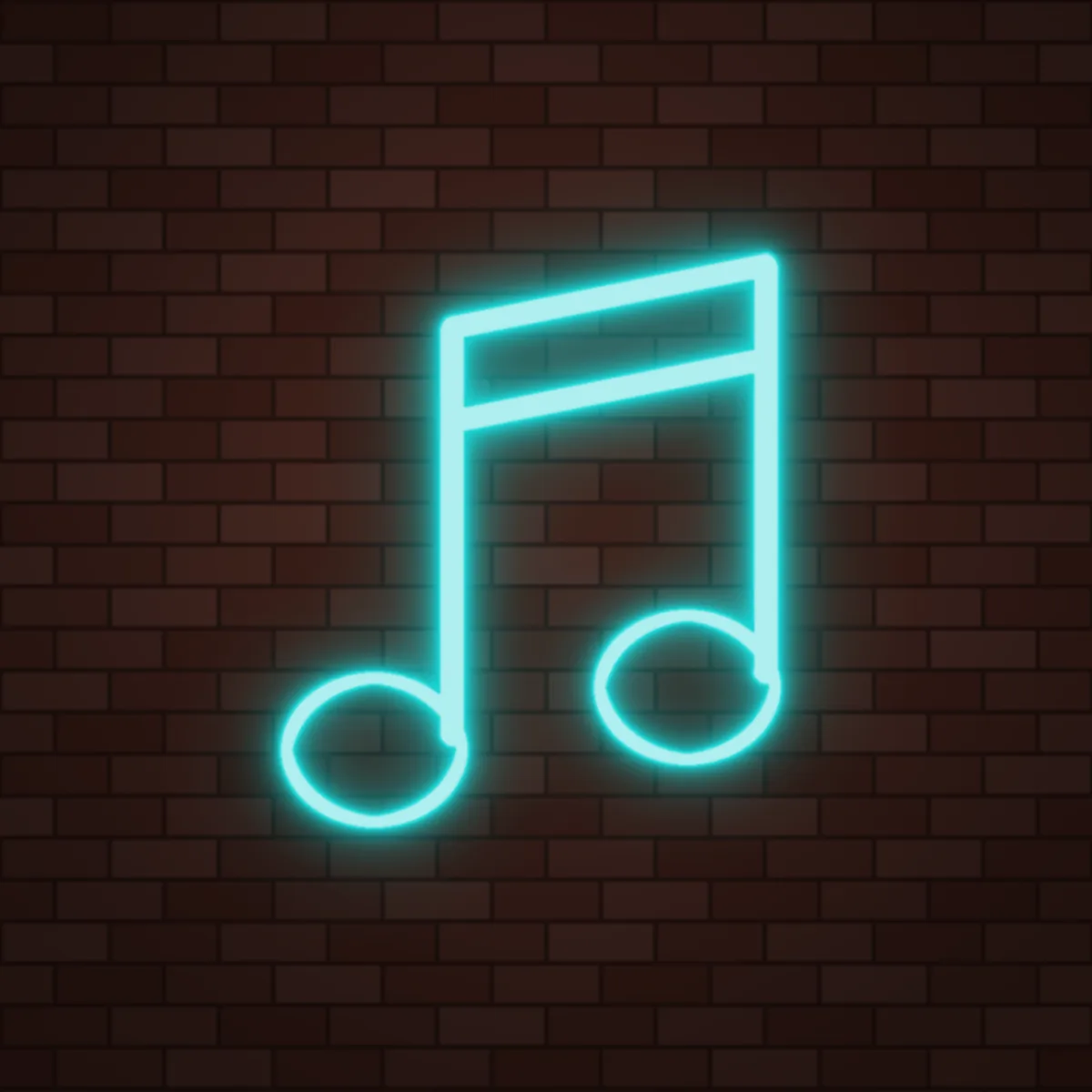 Music Note Neon Sign on a brick wall (design render)