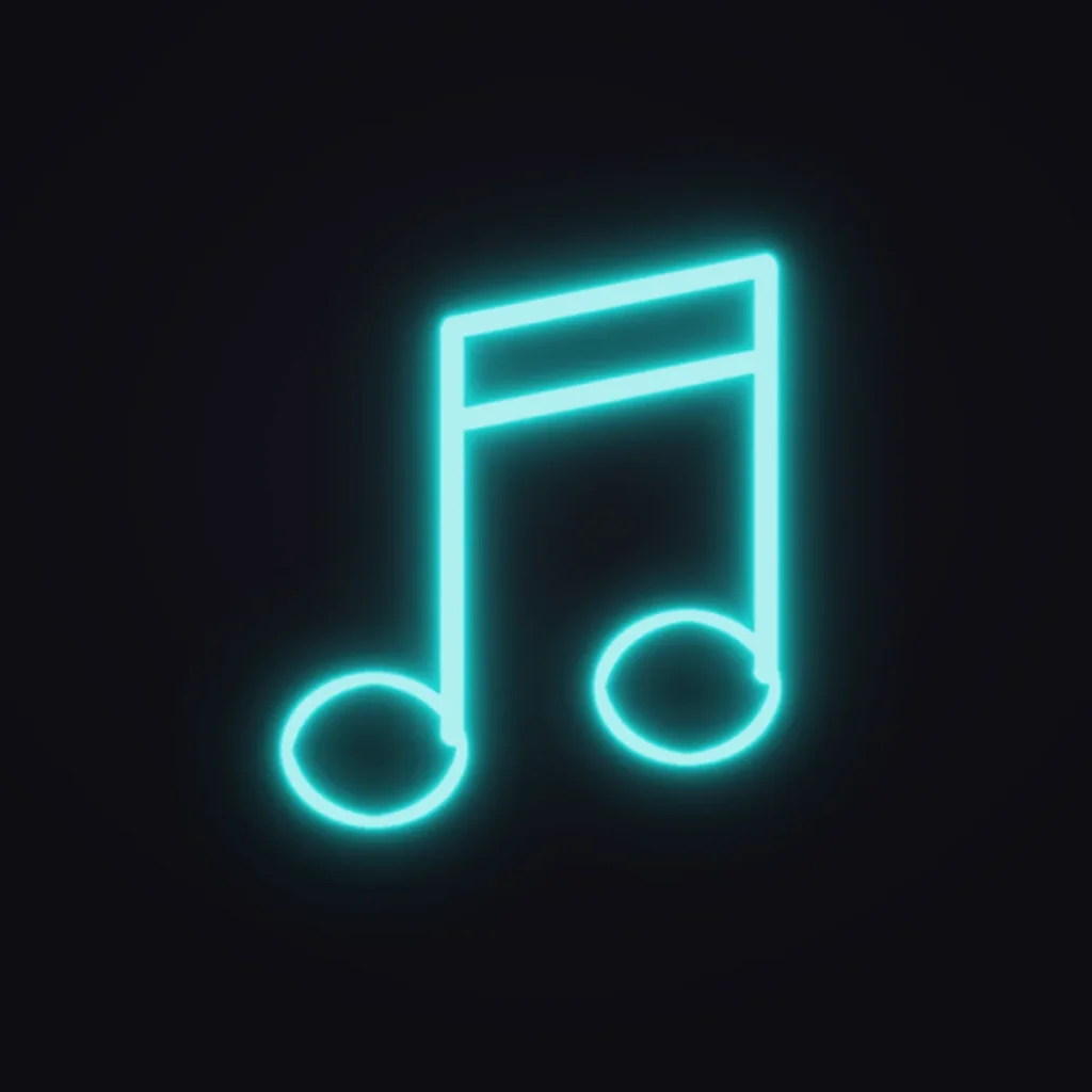 Music Note Neon Sign — Turquoise LED neon (design render)