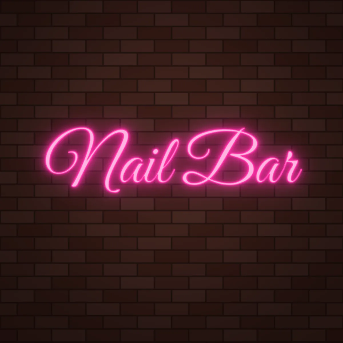 Nail Bar Neon Sign on a brick wall (design render)