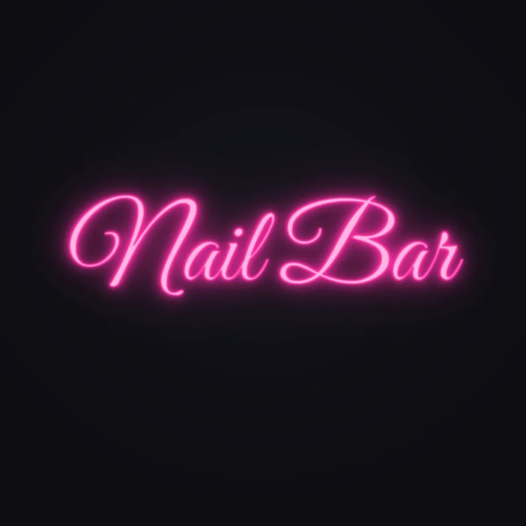 Nail Bar Neon Sign — Hot Pink LED neon (design render)