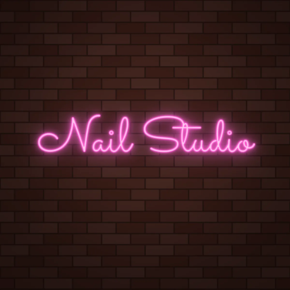 Nail Studio Neon Sign on a brick wall (design render)