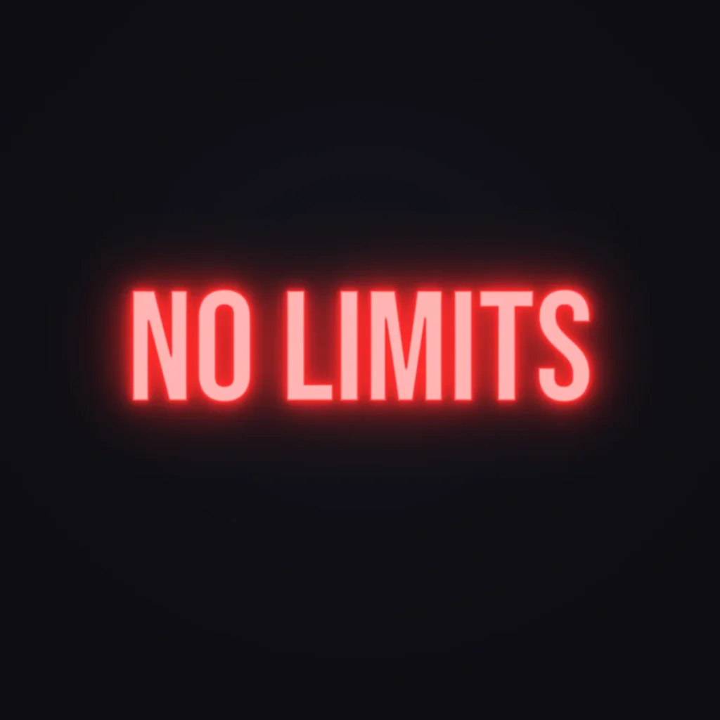 No Limits Neon Sign — Red LED neon (design render)