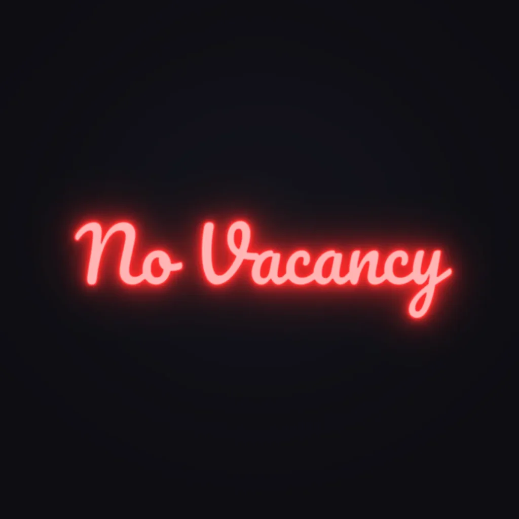 No Vacancy Neon Sign — Red LED neon (design render)