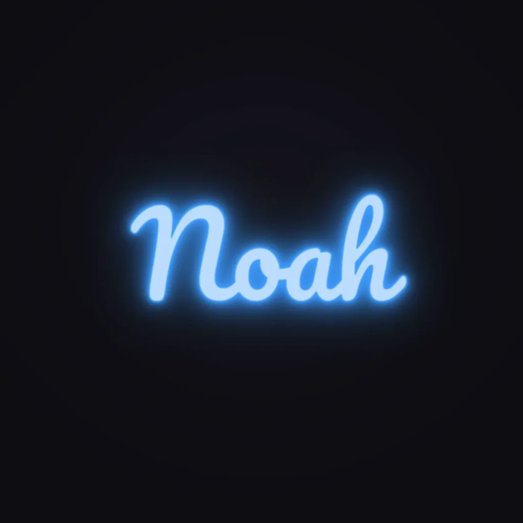 Noah Neon Sign — Electric Blue LED neon (design render)