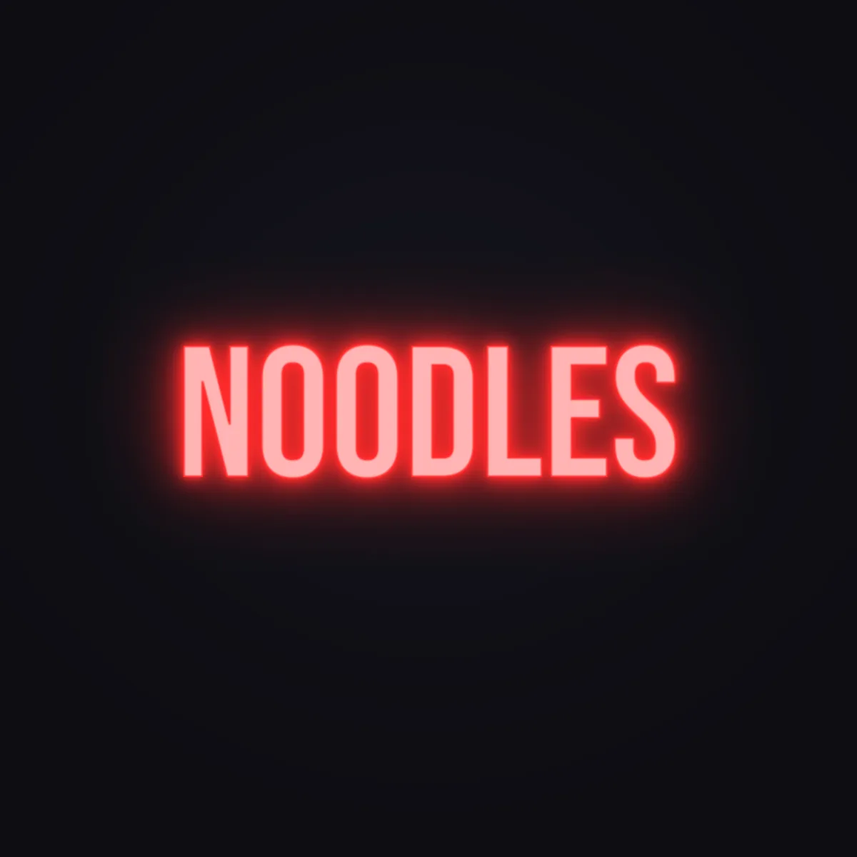 NOODLES Neon Sign — Red LED neon (design render)