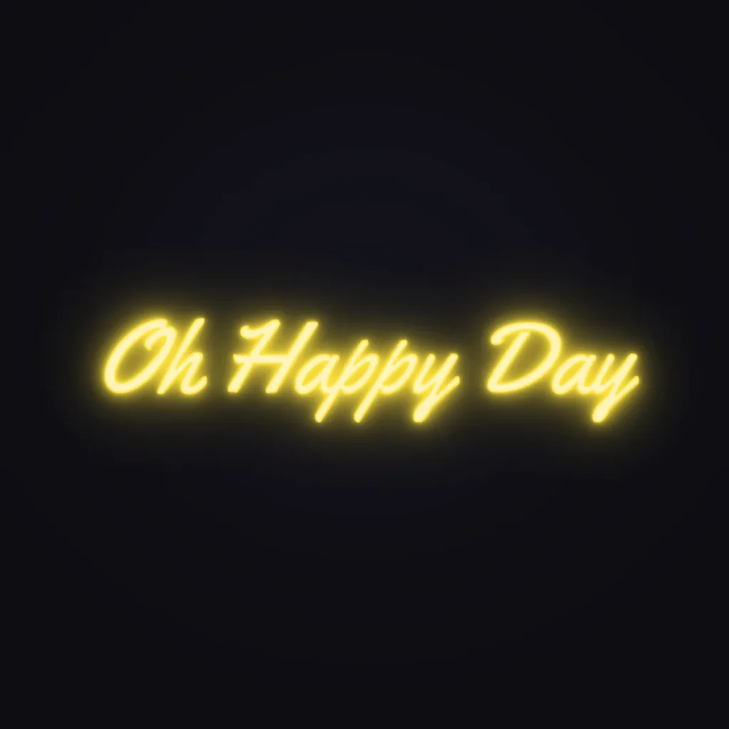Oh Happy Day Neon Sign — Golden Yellow LED neon (design render)